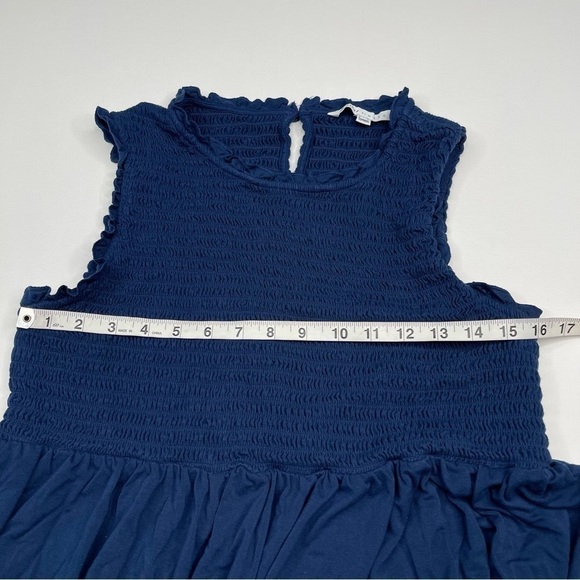 The Nines by Hatch Dress Blue Sleeveless Smocking Maternity Stretchy Comfy Baby - Picture 8 of 12